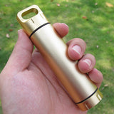 EDC Aluminum Waterproof Capsule Storage Container Tank Survival Kit First Aid Cartridge Outdoor Survival Kit