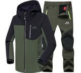 MAZEROUT Man Winter Waterproof Fishing Skiing Warm Softshell Fleece Hiking Outdoor Trekking Camping Jacket Set  Pants 5XL Climb