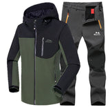 MAZEROUT Man Winter Waterproof Fishing Skiing Warm Softshell Fleece Hiking Outdoor Trekking Camping Jacket Set  Pants 5XL Climb