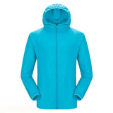 Quick-dry Unisex Windproof Hiking Jacket Light-weight Waterproof Nylon Sports Sun-protective Top Suit With Hat