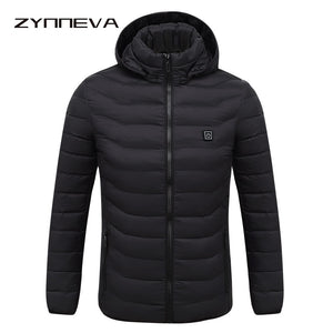 ZYNNEVA 2018 Winter Warm Heating Jackets Men Women Smart Thermostat Pure Color Hooded Heated Clothing Skiing Hiking Coats GK6104