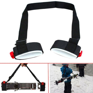 Adjustable Skiing Pole Shoulder Hand Carrier Lash Handle Straps Porter Hook Loop Protecting Black Nylon Ski Handle Strap Bags