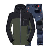 MAZEROUT Man Winter Waterproof Fishing Skiing Warm Softshell Fleece Hiking Outdoor Trekking Camping Jacket Set  Pants 5XL Climb