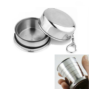 1Pcs Stainless Steel Folding Cup Travel Tool Kit Survival EDC Gear Outdoor Sports Mug Portable Camping T