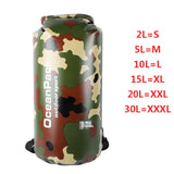 2/10/15/20L Camouflage Waterproof Bag Dry Bag Outdoor Swimming Storage Bag Man Rafting Sack Kayaking Drifting River Trekking Bag