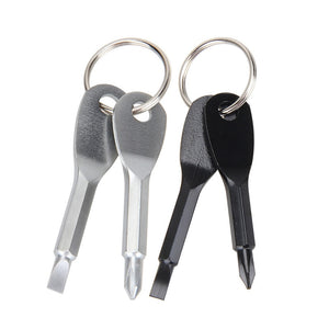 1 Set Stainless Steel Mini Multifunction Screwdriver Key Shape Slotted Screwdrivers Keychain Pocket Repair Tool Outdoor Enthusia